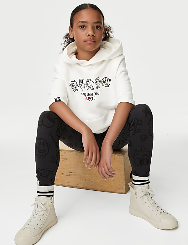 Cotton Rich Short Sleeve Doodle Hoodie (6-16 Yrs)