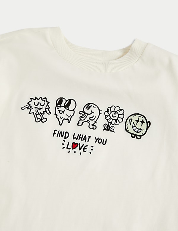 Pure Cotton Embroidered T-Shirt (6-16 Yrs)