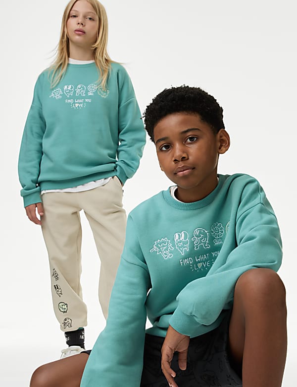 Cotton Rich Embroidered Sweatshirt (6-16 Yrs) - JE