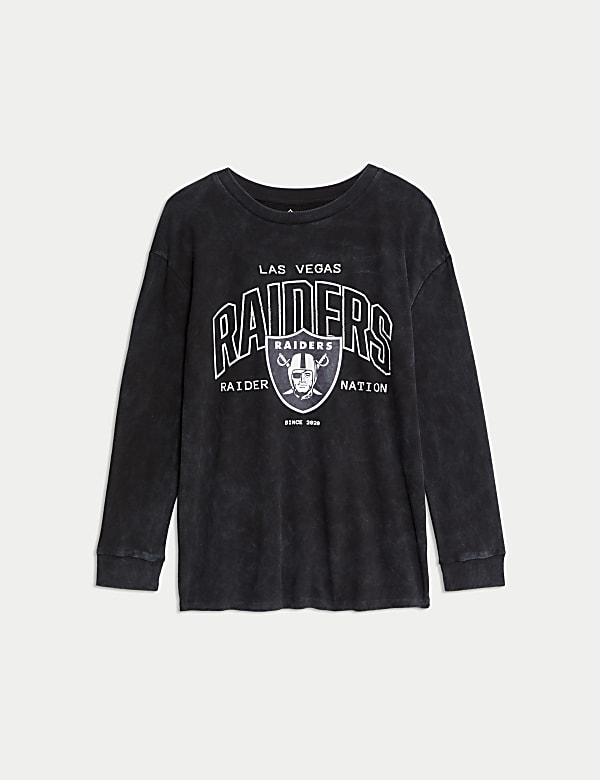 Pure Cotton NFL Raiders Graphic Top 6 16 Yrs BLACK Tops M S HU