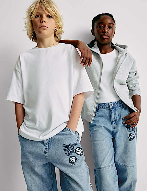 The Doodle Boy Pure Cotton Relaxed Slogan Jeans (4-16 Yrs)