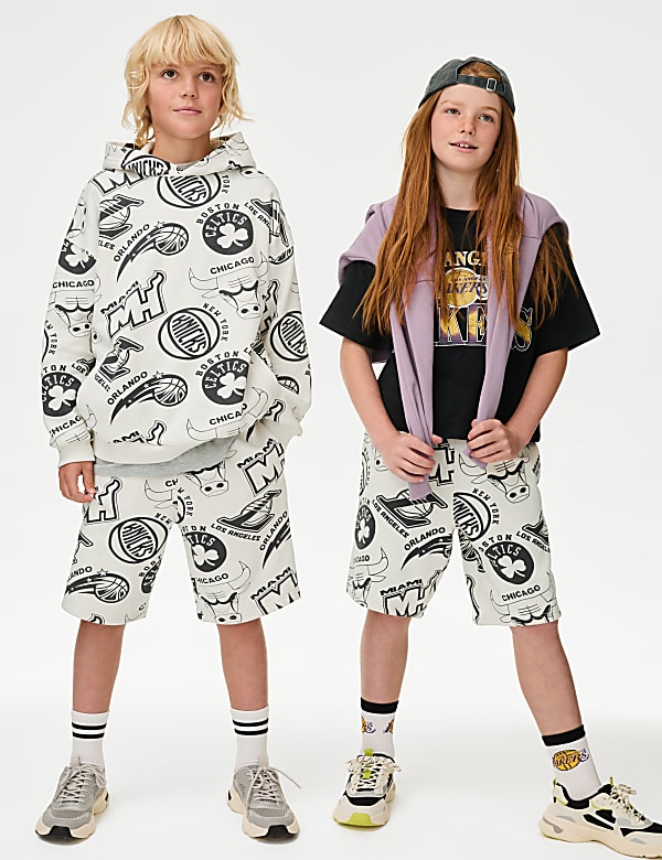 NBA Cotton Rich Printed Shorts (6-16 Yrs) - ID