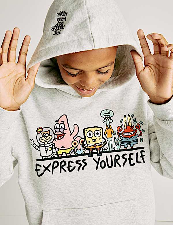 Sweat à capuche en coton à motif graphique Doodle Boy™ x SpongeBob SquarePants™ (du 4 au 16 ans) - CA