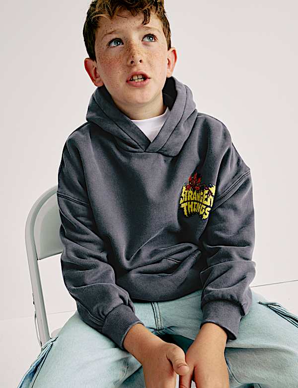 קפוצ'ון Stranger Things™‎ מבד עשיר בכותנה (6-‏16 שנים) - IL