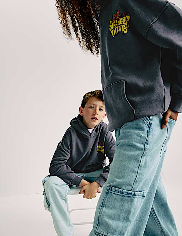 קפוצ'ון Stranger Things™‎ מבד עשיר בכותנה (6-‏16 שנים) - IL