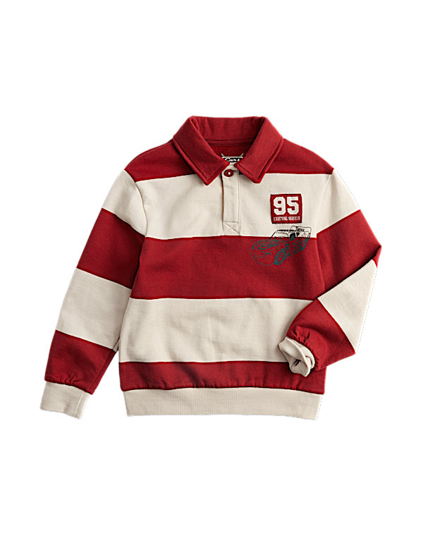 Pure Cotton Disney Cars&trade; Striped Rugby Top (2-8 Yrs)