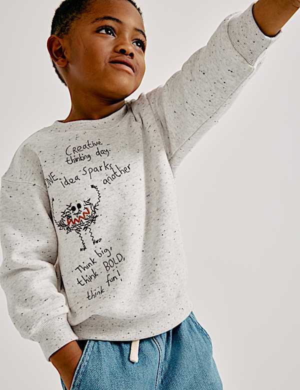 Cotton Rich Embroidered Sweatshirt (2-8 Yrs) - GR