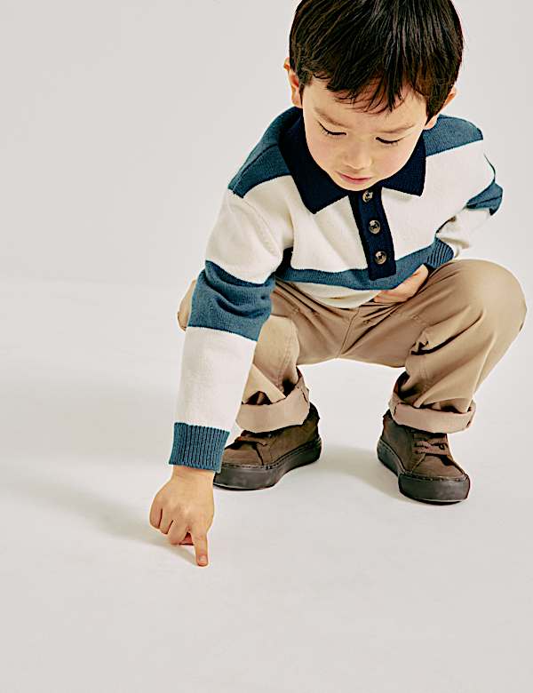 Cotton Blend Knitted Striped Rugby Jumper (2-10 Yrs) - DK