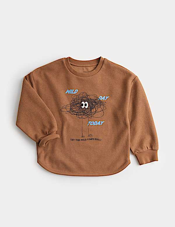 Cotton Rich Embroidered Monster Top (2-8 Yrs) - PT