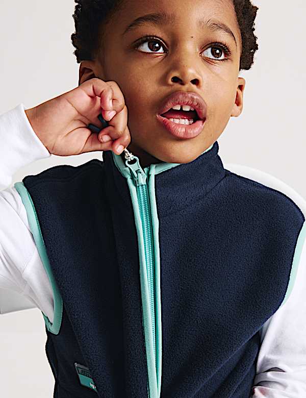 Fleece Zip Through Contrast Trim Gilet (2-8 Yrs) - JP