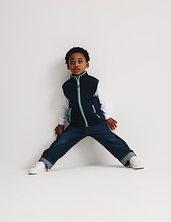 Fleece Zip Through Contrast Trim Gilet (2-8 Yrs) - JP