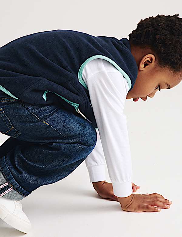 Fleece Zip Through Contrast Trim Gilet (2-8 Yrs) - JP