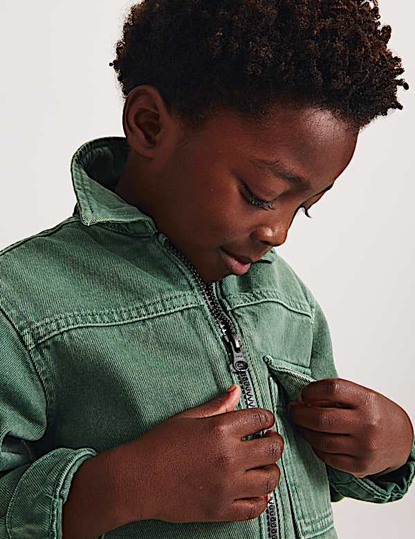 Garment Dyed Zip Up Denim Shacket (2-8 Yrs) - RS