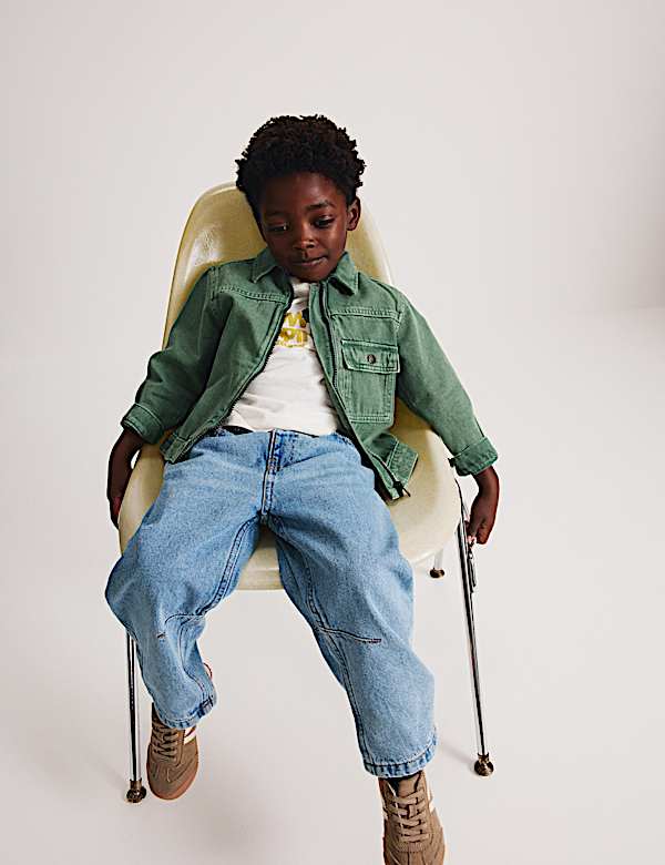 Garment Dyed Zip Up Denim Shacket (2-8 Yrs) - RS