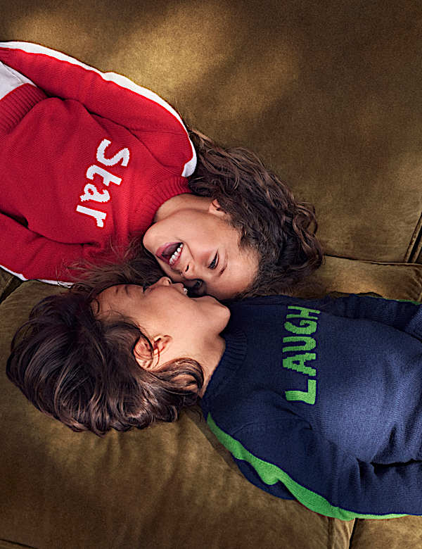 סוודר Laugh מבד עשיר בצמר מרינו (10-2 שנים) - IL