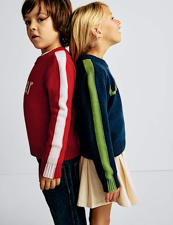 סוודר Laugh מבד עשיר בצמר מרינו (10-2 שנים) - IL