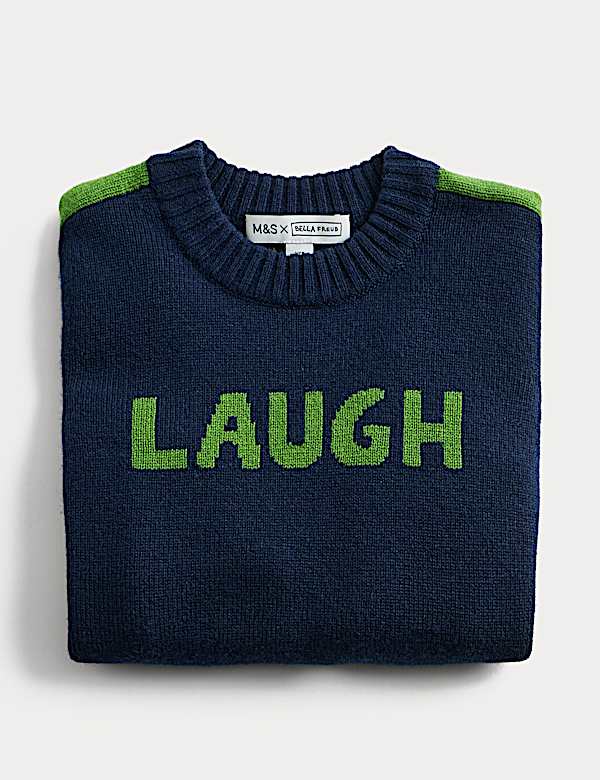 סוודר Laugh מבד עשיר בצמר מרינו (10-2 שנים) - IL