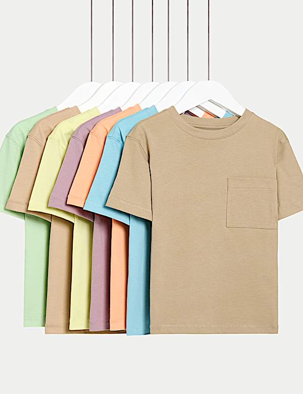 7pk Pure Cotton T-Shirts (2-8 Yrs) - US
