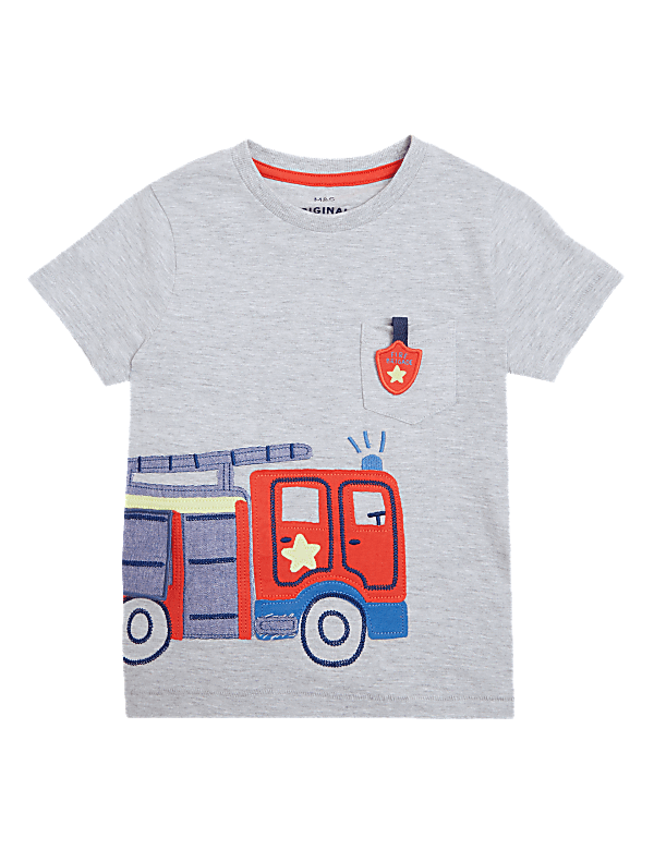 Cotton Rich Fire Truck T-Shirt (2-7 Yrs)