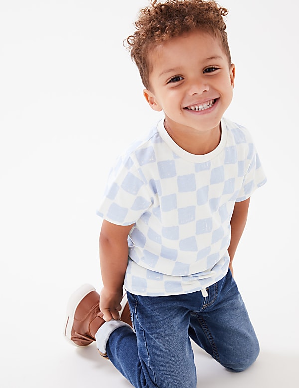 Pure Cotton Checkerboard T-Shirt (2-7 Yrs)