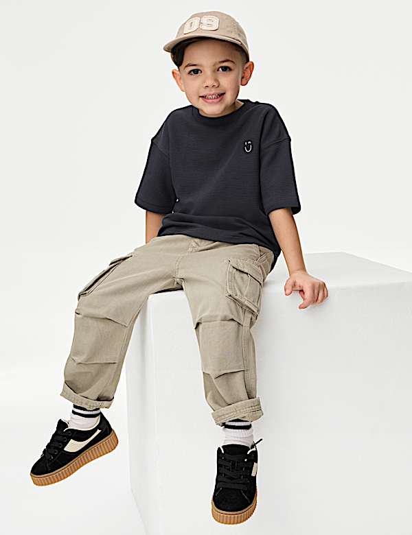 Pure Cotton Textured T-Shirt (1-7 Yrs) - US