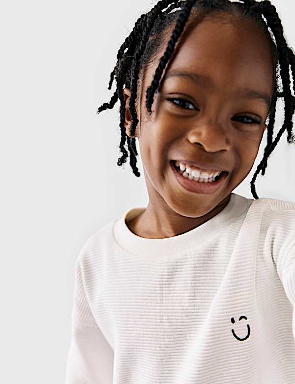 חולצת טי מכותנה טהורה בטקסטורה (7-1 שנים) - IL