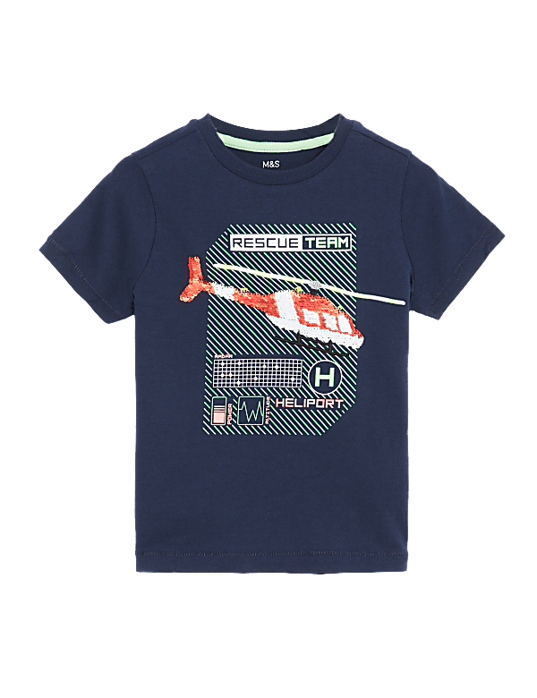 Pure Cotton Sequin Helicopter T-Shirt