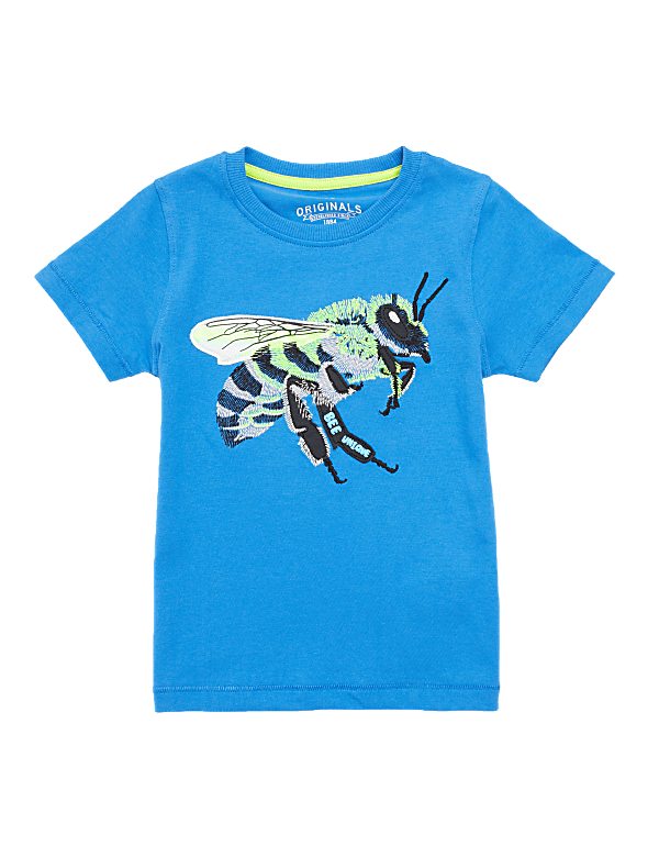 Pure Cotton Embroidered Bee T-Shirt