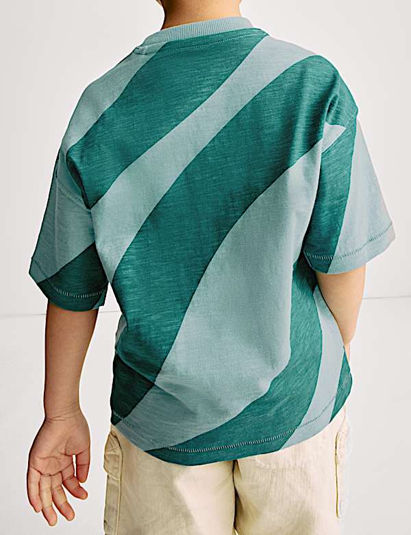 Pruhované tričko z čisté bavlny s s diagonálními vlnami (2–8 let) - CZ