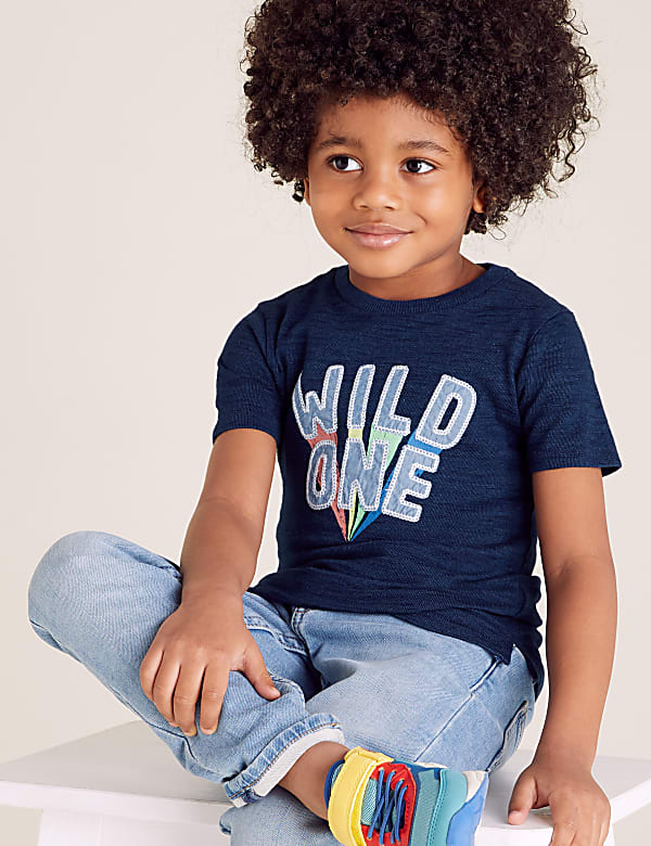 Pure Cotton Wild One Slogan T-Shirt