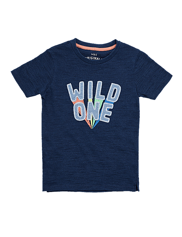 Pure Cotton Wild One Slogan T-Shirt