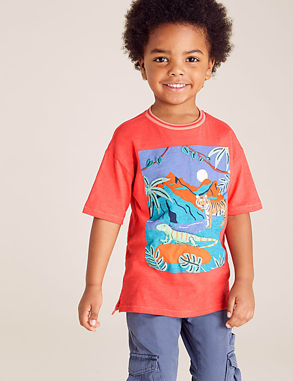 Pure Cotton Jungle Scene T-Shirt (2-7 Yrs)