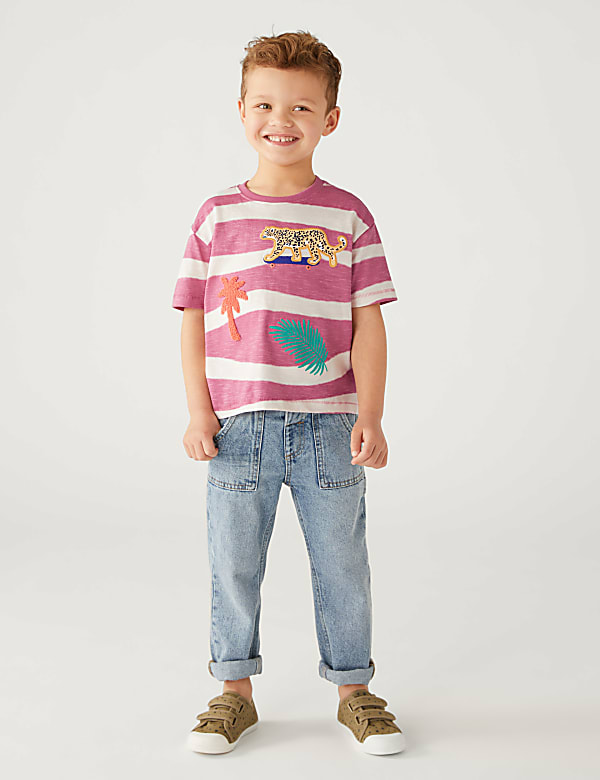 Pure Cotton Striped Safari T-Shirt
