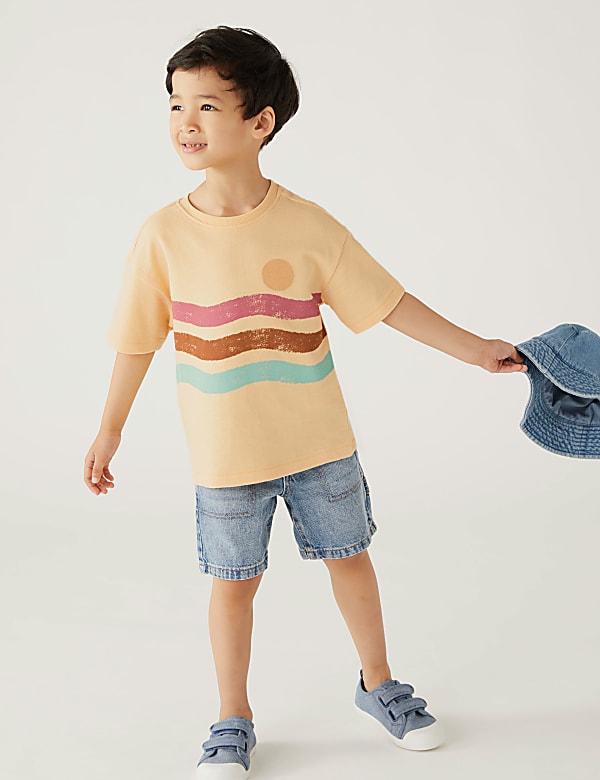 Pure Cotton Wave Print T-Shirt