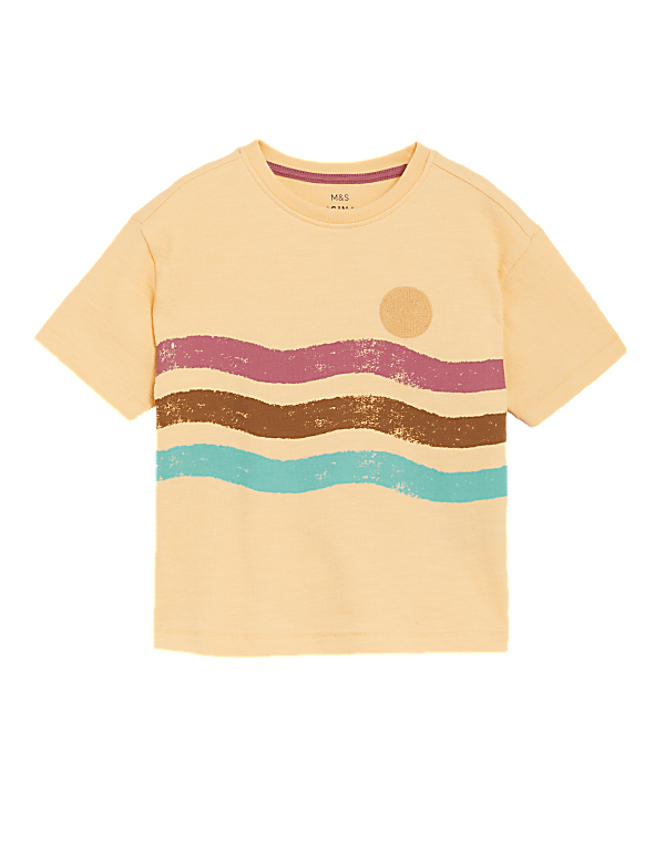 Pure Cotton Wave Print T-Shirt