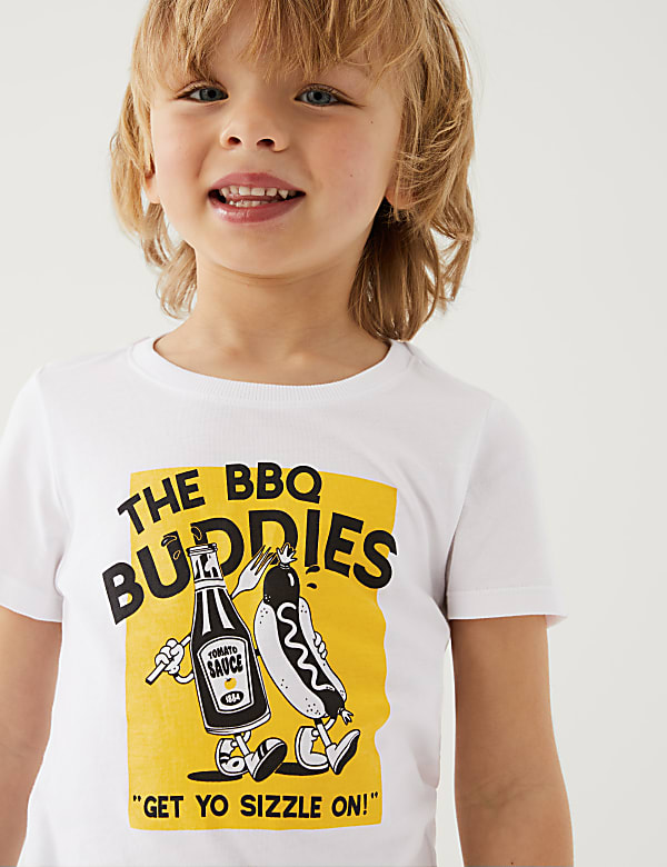 T-shirt με BBQ print Mini Me από 100% βαμβάκι (2-8 ετών) - GR