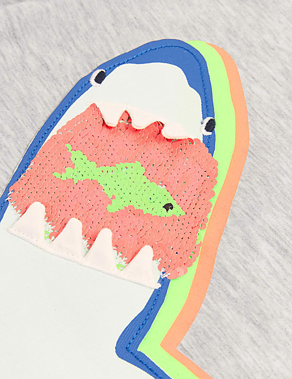 Cotton Reversible Sequin Shark T-Shirt