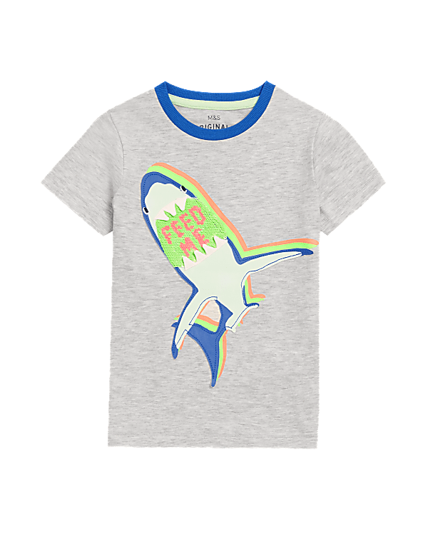 Cotton Reversible Sequin Shark T-Shirt