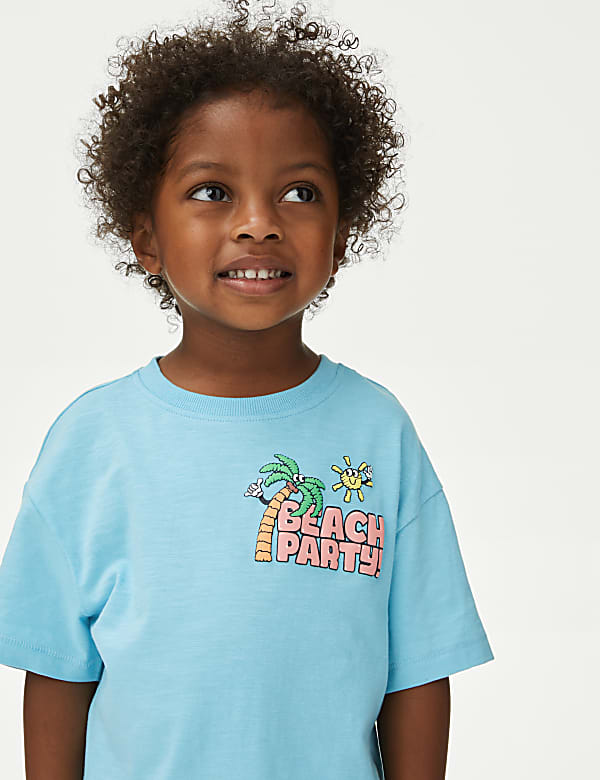 Pure Cotton Slogan T-Shirt (2-8 Yrs) - US