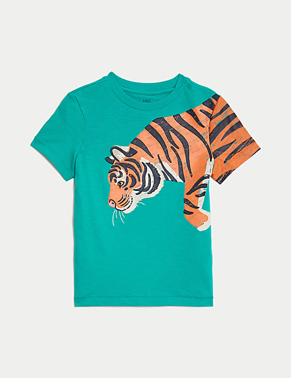 Pure Cotton Tiger Graphic T-Shirt (2-8 Yrs) - GR