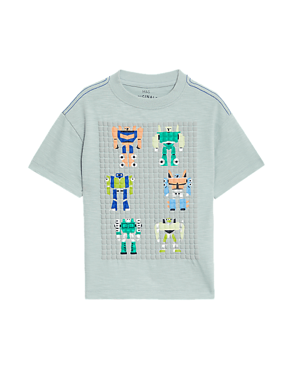 Pure Cotton Robot Graphic T-Shirt (2-8 Yrs)