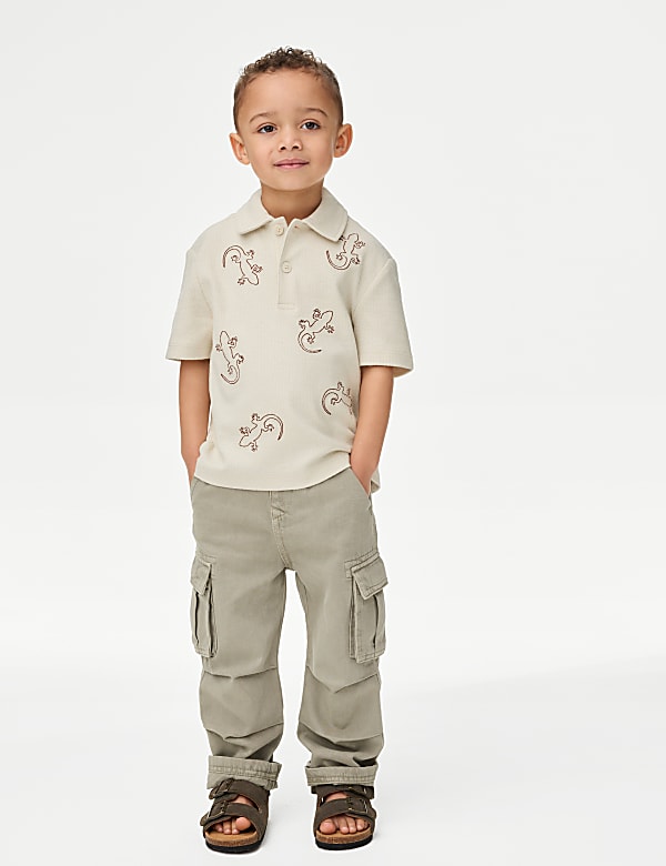 Cotton Rich Embroidered Polo Shirt (1-8 Yrs) - AL