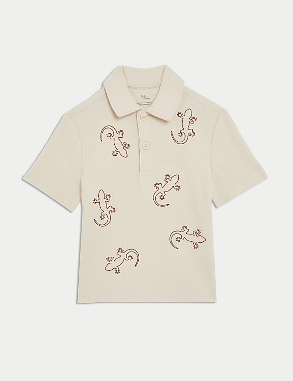 Cotton Rich Embroidered Polo Shirt (1-8 Yrs) - AL