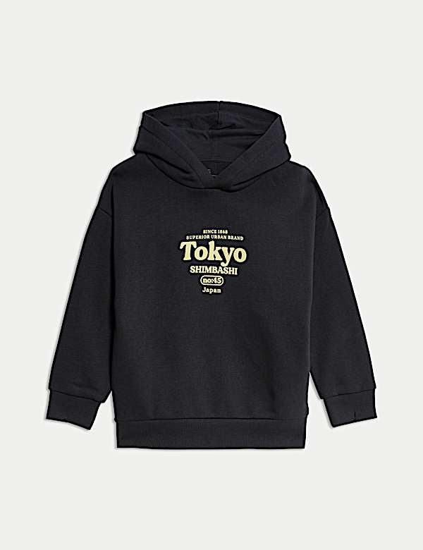 Sudadera con capucha de algodón con texto “Tokyo” (2-8 años) - ES