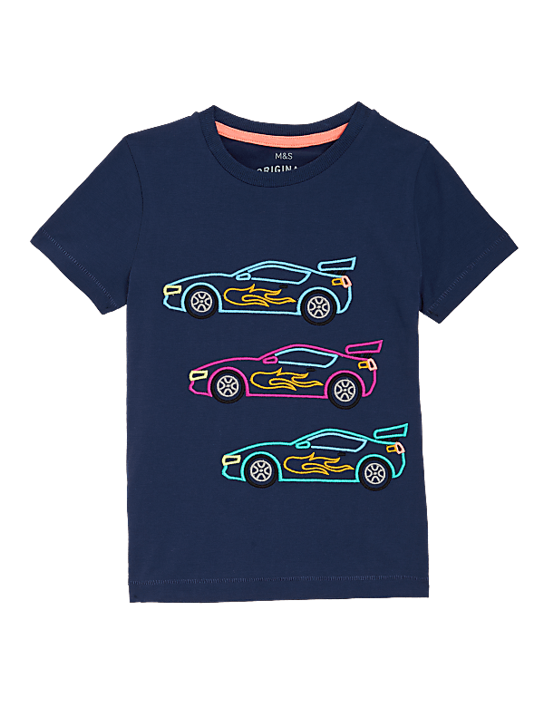 Pure Cotton Embroidered Car T-Shirt (2-7 Yrs)