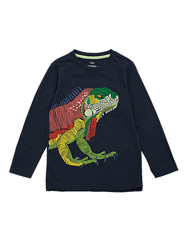 Pure Cotton Embroidered Iguana Top (2-7 Yrs)