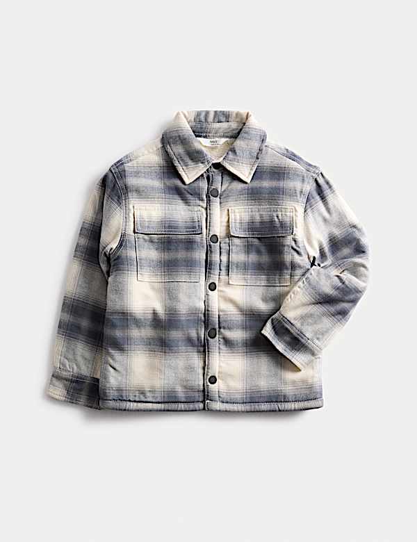 Pure Cotton Borg Lined Checked Overshirt (2-10 Yrs) - AL