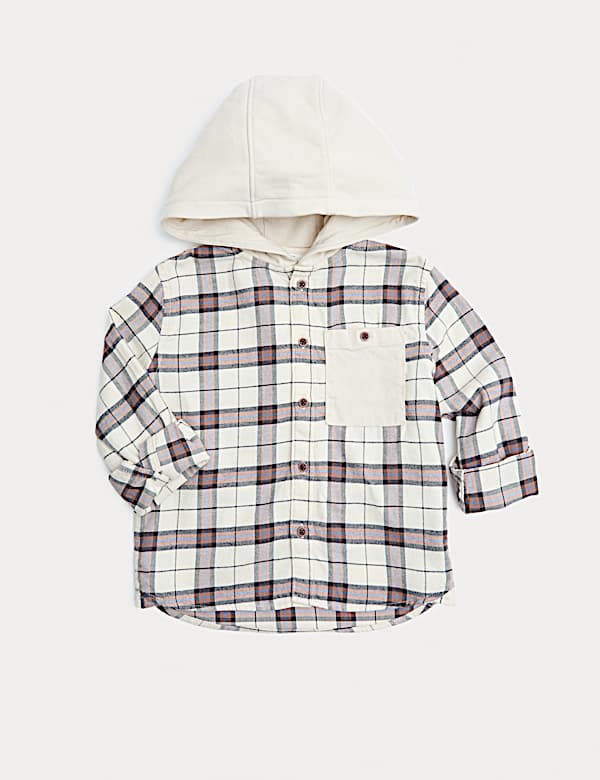 Pure Cotton Checked Hooded Shirt (2-8 Yrs) - PL