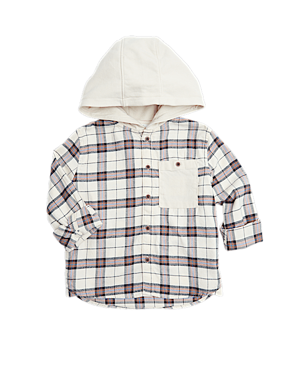 Pure Cotton Checked Hooded Shirt (2-8 Yrs)