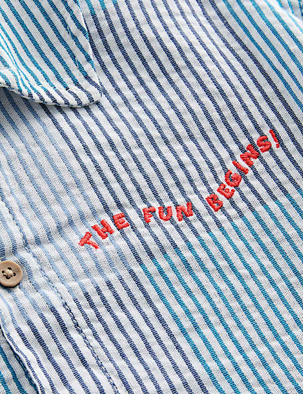 Pure Cotton Checked Seersucker Shirt (2-8 Yrs)